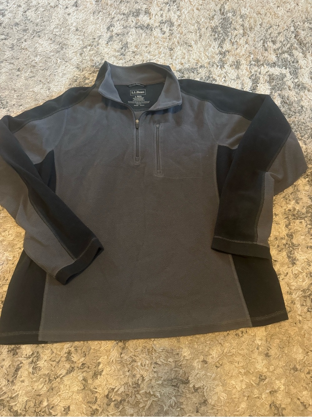 L.L. Bean Men’s Charcoal Gray and Black Quarter-Zip Fleece Pullover